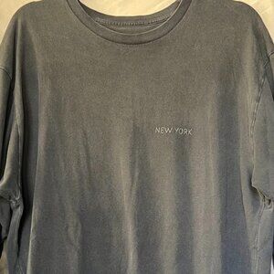 Vans New York Vintage Washed Grey Long Sleeve T-Shirt Size L NWOT